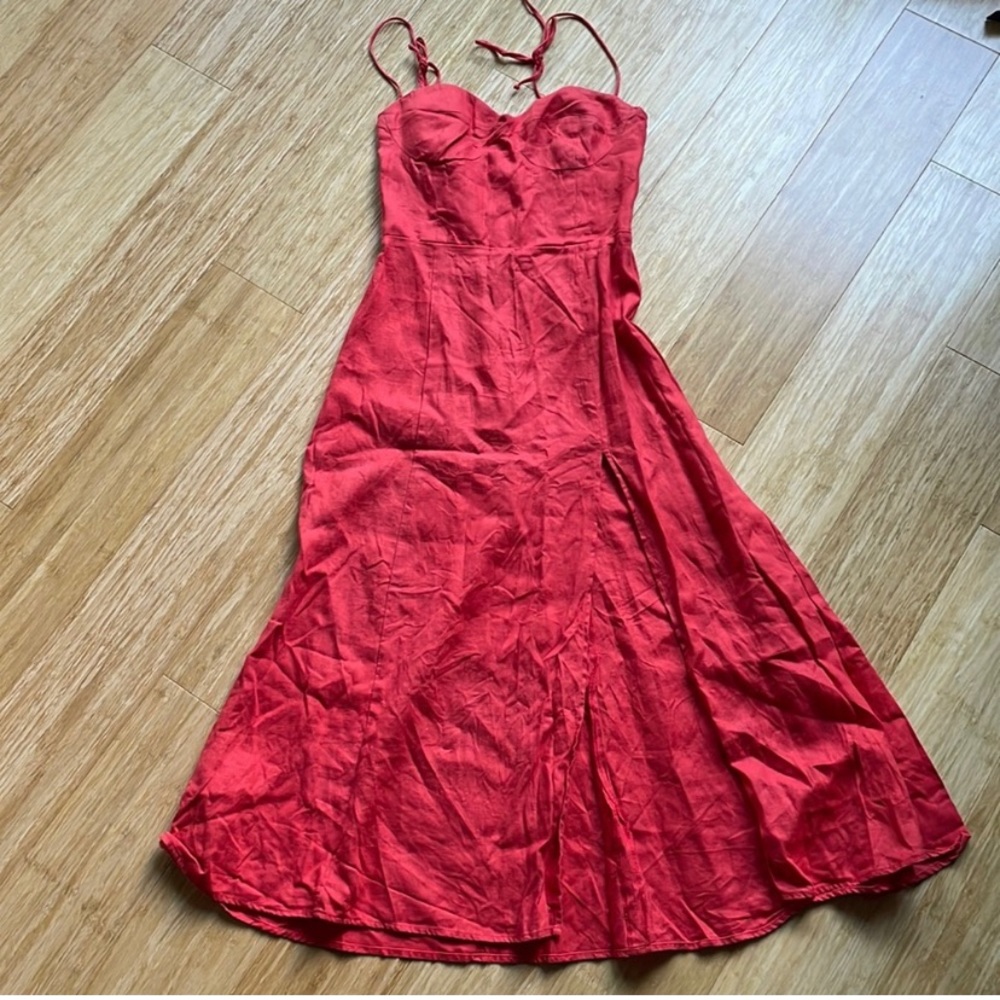 Reformation red linen dress